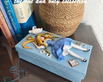 ALICE in Wonderland, HANDMADE on a cardboard box OOAK