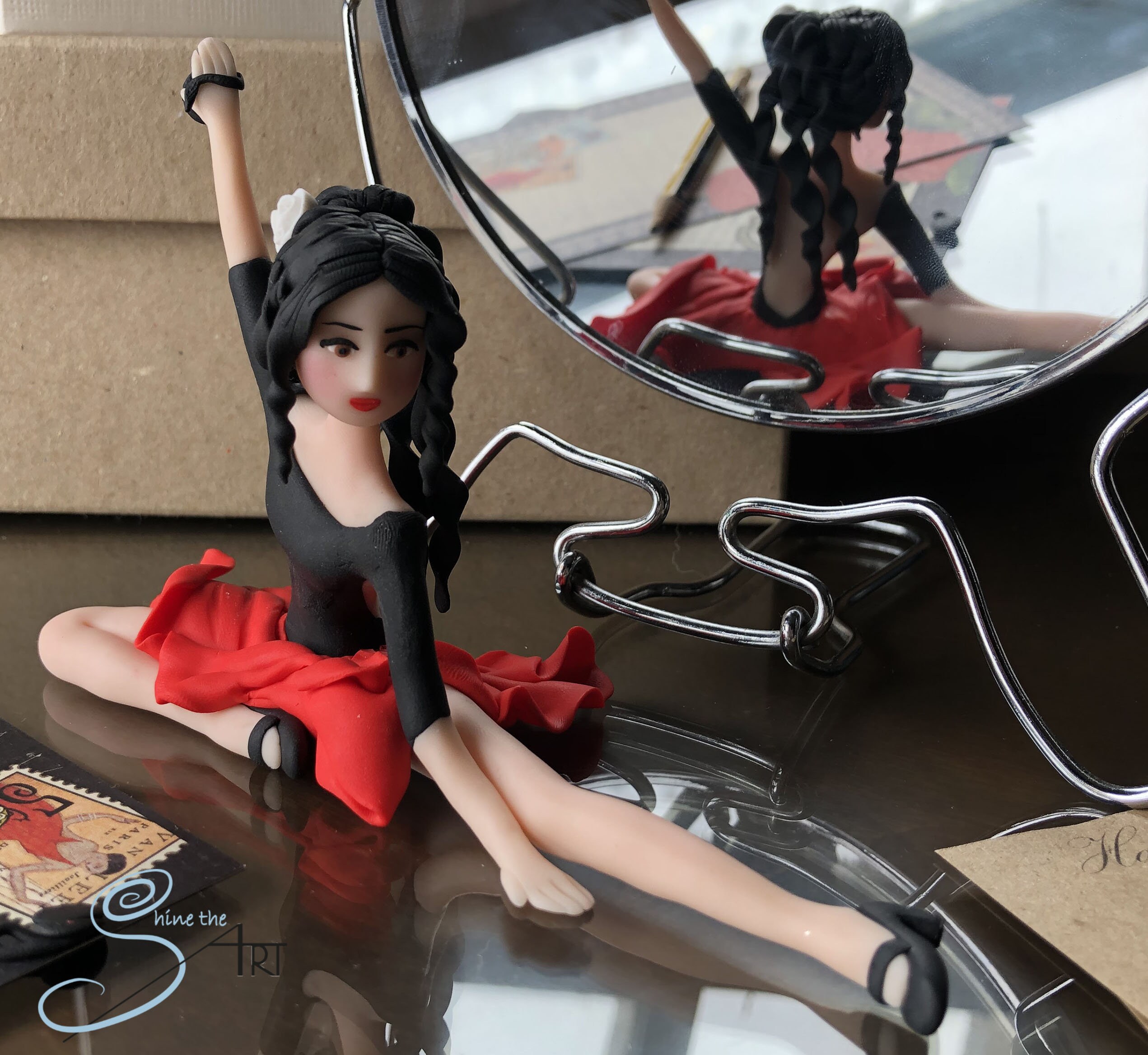 Meisjes rood en zwart gevlekte Flamenco dansschoenen maat 2.5 Schoenen Meisjesschoenen Dansschoenen 