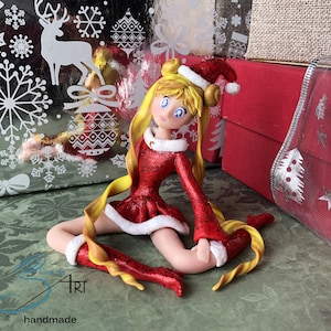 Christmas SAILOR MOON doll handmade in modelingclay