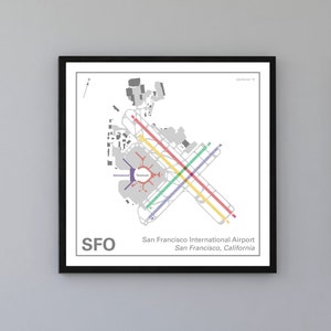 Póster/impresión artística del mapa del Aeropuerto Internacional de San Francisco (SFO)