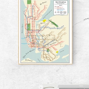 1939 NYC metro kaart print - originele retro, vintage-stijl kunst van New York