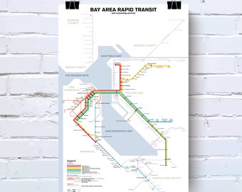 Bay Area Rapid Transit map print, 2020