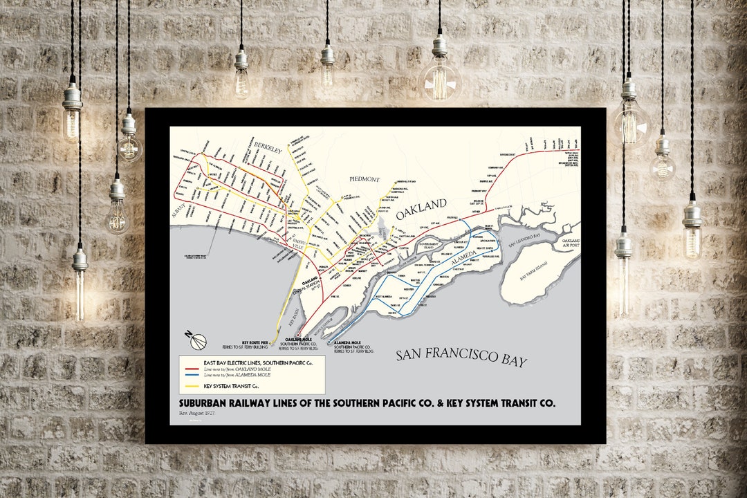 Oakland & Berkeley 1927 Rapid Transit Map, Retro Railroad Art Poster - Etsy