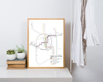 Mapa del sistema de tranvía y tren ligero MAX de Portland: póster artístico original