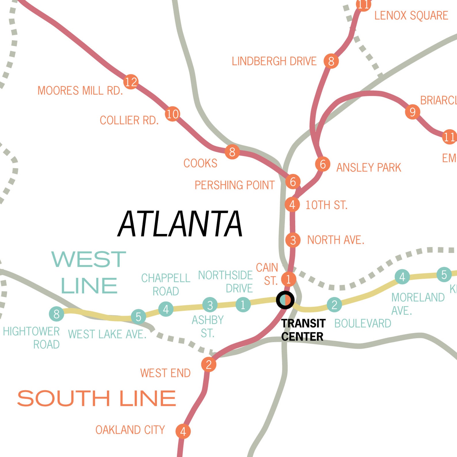 Atlanta MARTA System Map Print 1962 Plan Square-sized - Etsy