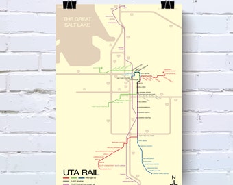 UTA TRAX - Salt Lake City light rail system map - original art poster