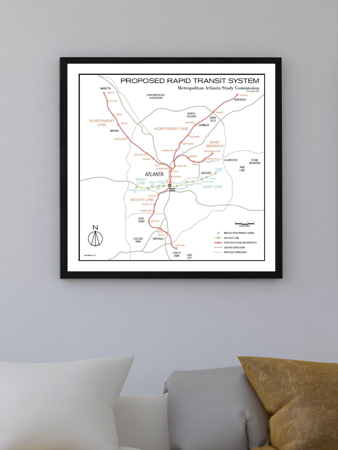 Atlanta MARTA System Map Print 1962 Plan Square-sized - Etsy