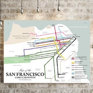San Francisco Cable Car Karte, 1892 - Original Retro Poster Druck