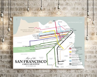 Mapa del tranvía de San Francisco, 1892: impresión de póster retro original