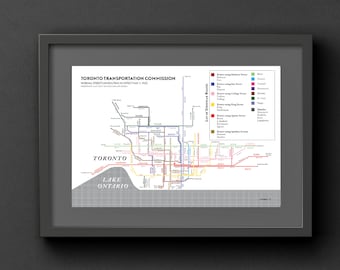 Toronto TTC streetcar system map print, 1932 - original poster art