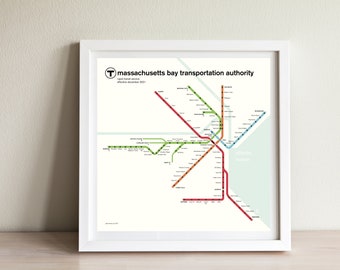 Boston MBTA subway map - original poster/art print