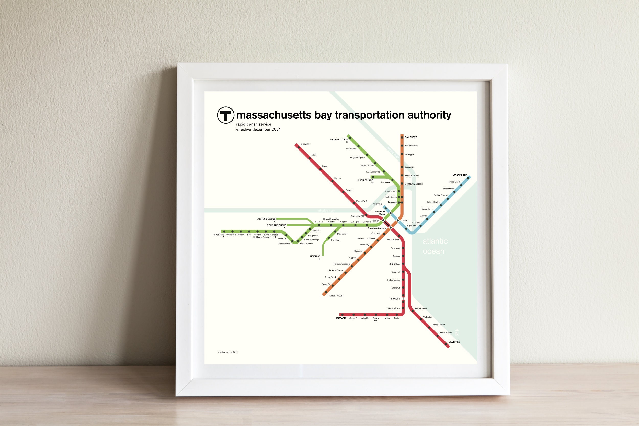 T Map Boston Ma Boston Mbta Subway Map Original Poster/Art Print | Etsy Ireland