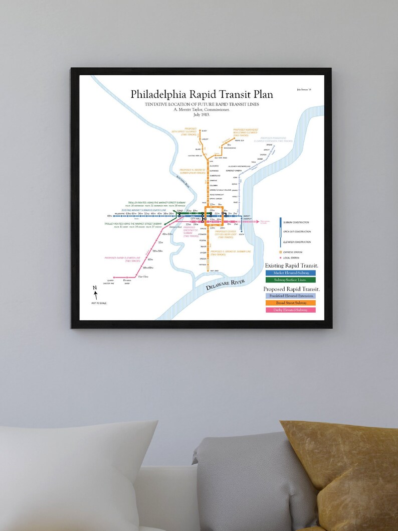 Philadelphia Planned Rapid Transit Map Print 1913 Original - Etsy