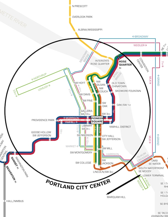 Portland Transit 57 Map.pdf Portland Oregon Public Transit Map MAX Light Rail Service