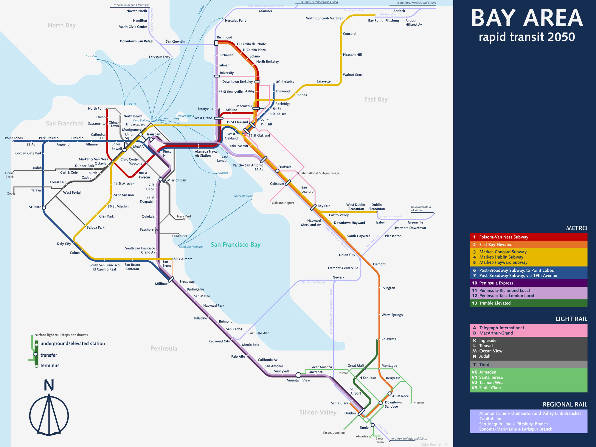 Future San Francisco Bay Area Map Print BART Caltrain - Etsy