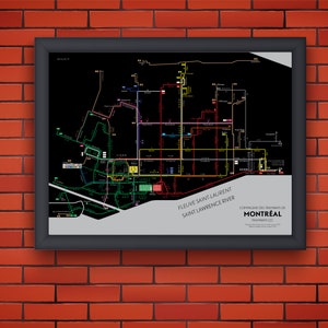 Montreal tramway system map poster, 1923 - original art print