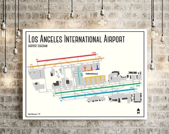Los Angeles International Airport (LAX) map print / art poster