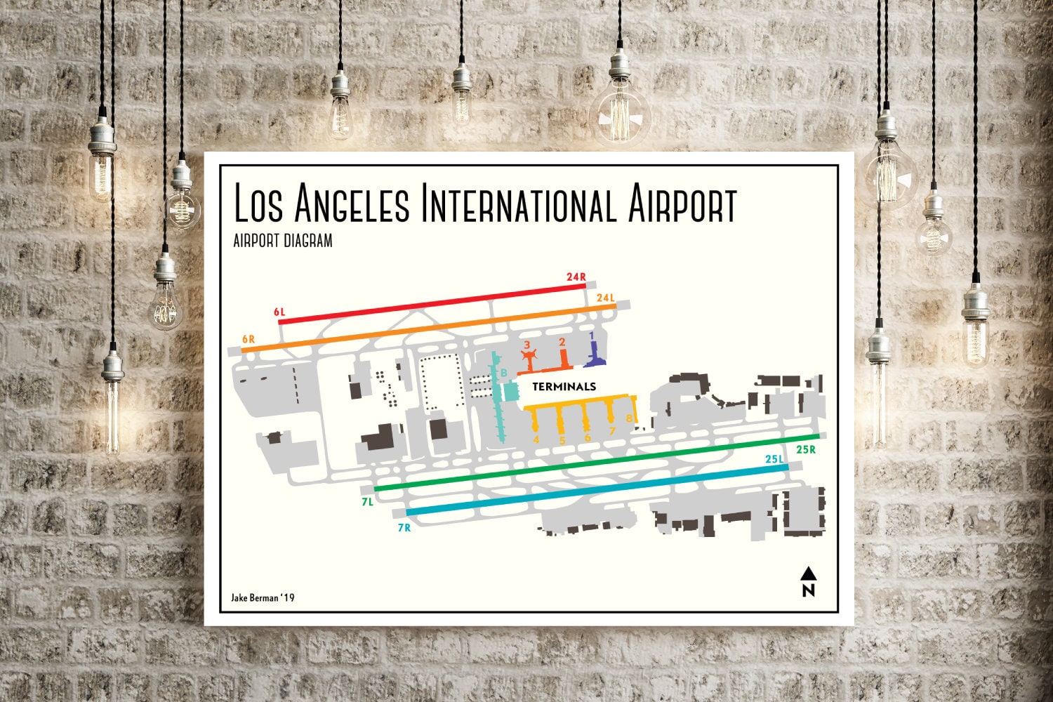 / International Angeles Airport LAX Poster Print Los Etsy Art Map -