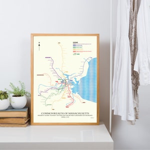 Boston Elevated Railway rapid transit map expansion print, April 1945 - original art!