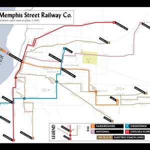 Memphis Street Railway Streetcar Trolley System Map 1945 Original Il 300x300.1992415173 M64t 