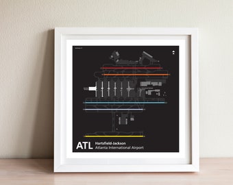 ATL - Atlanta Hartsfield-Jackson International Airport map print - poster with original art!