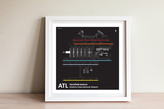 ATL - Atlanta Hartsfield-Jackson International Airport map print - poster with original art!