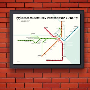 Boston MBTA Map, 1967 - originales Posterdruck