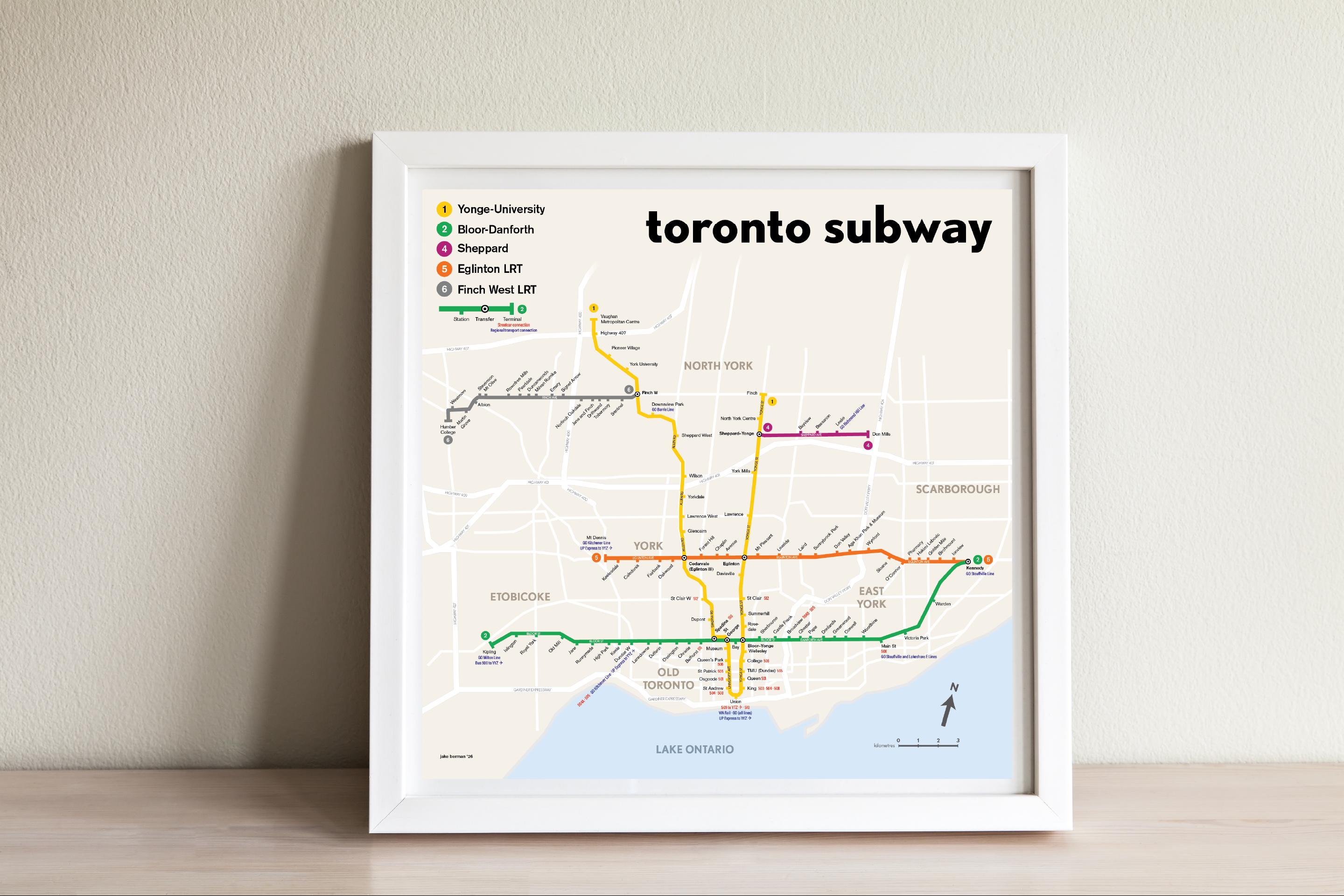 Toronto Subway Map Poster - Original Art Print - Etsy Hong Kong