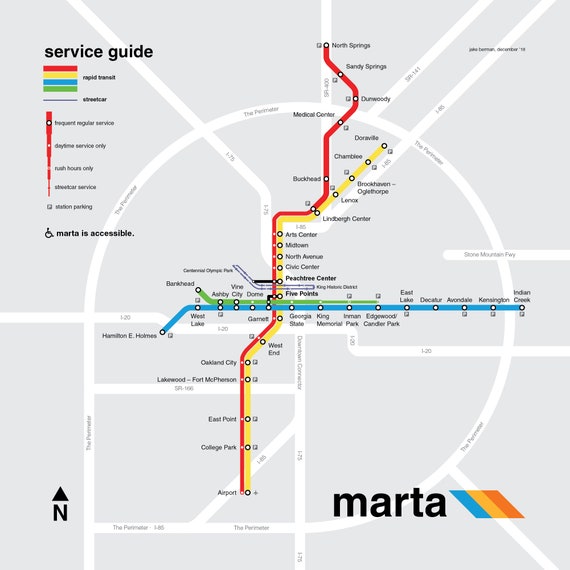 Atlanta Public Transportation Map Atlanta Marta Rapid Transit Map Print Square-Sized Poster | Etsy Ireland