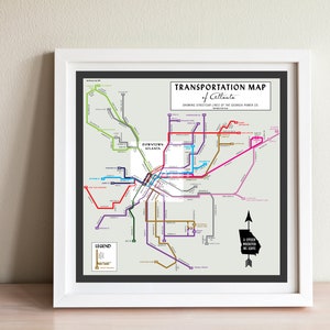 Impresión del mapa del sistema de tranvías de Atlanta, 1940 - Póster artístico original
