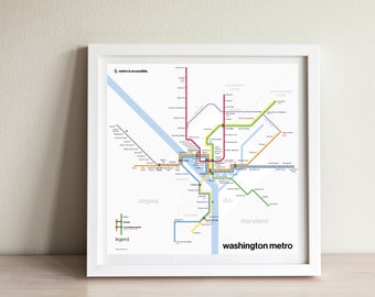 Washington Metro map print - original art