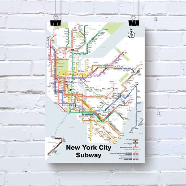 New York City U-Bahn-Karte drucken - original Kunstplakat