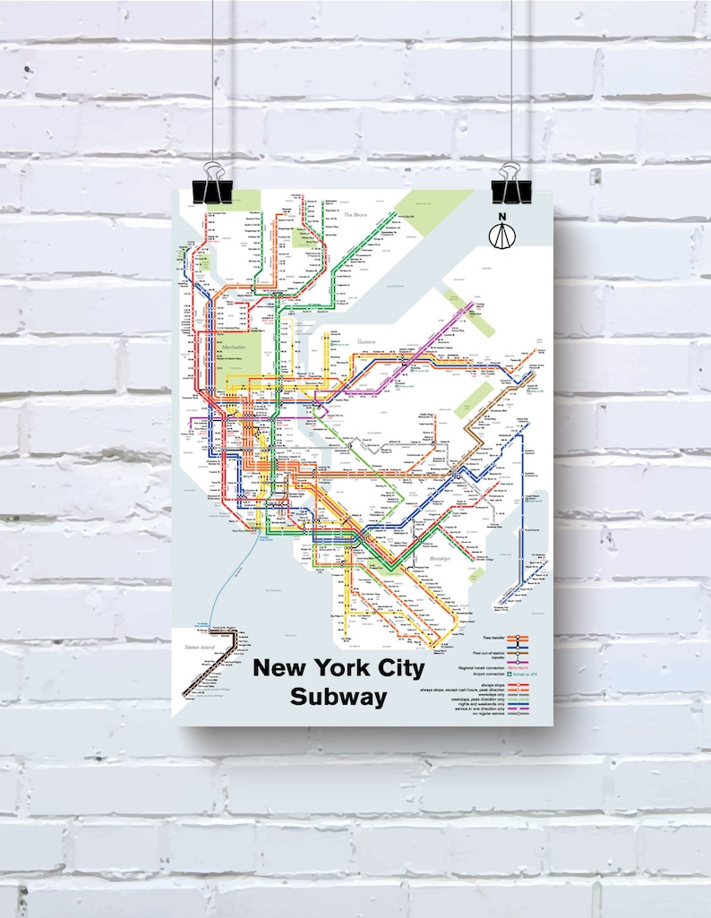 1899 Map Manhattan New York City Subway Railroads Streets Transit System Poster