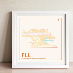 Póster/impresión artística del mapa del Aeropuerto Internacional de Fort Lauderdale-Hollywood (FLL)