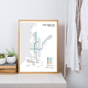 Seattle rapid transit map poster print - original art