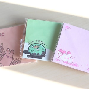 Kawaii Memopads (3er Set) - Süße Memo Pads für Kawaii und Häschen Liebhaber - Kawaii Notizen für Journal und Studium