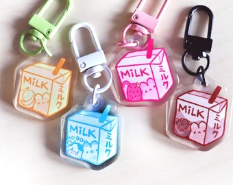 Milk Mini Kawaii Charms- Kawaii Acrylic Charms for Girls - Cute Accessories for Kawaii Lovers - Kawaii Keychains and Accessories
