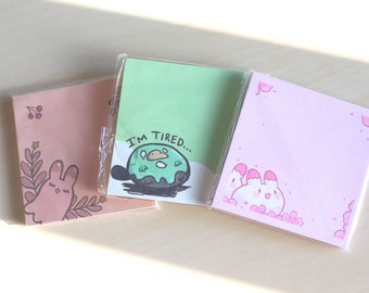 Kawaii-memoblokken (set van 3) - schattig memoblok-briefpapier voor liefhebbers van kawaii en konijnen - kawaii-briefpapier, notities voor tijdschriften en studeren