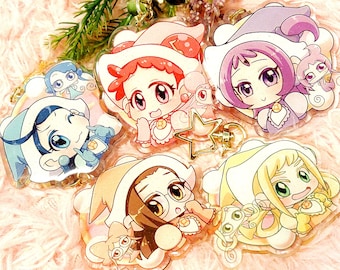 Ojomajo Doremi Magical Girls Charm - 2.5in Ojomajo Charms - Kawaii Acrylic Charm Anime Keychain for Sailor Moon and Magical Girl Fans