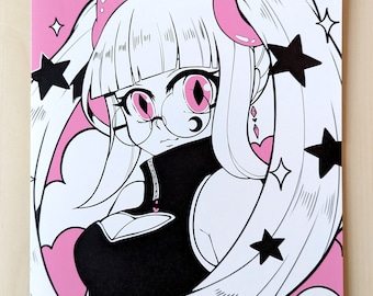 Megane Club - Kawaii Pink Anime Girl Art Print