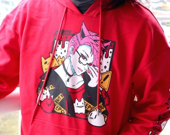 Harajuku-inspired Hoodie: Megane Club Kawaii Streetwear