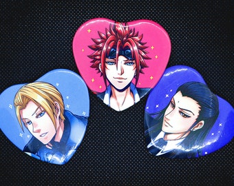Final Fantasy VII Heart Pins: Shinra Badges - Reno, Rufus, Tseng