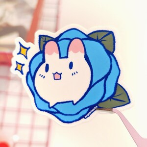 Kawaii Bunny Rose - 3 Zoll. Vinyl-Aufkleber - Niedliche wasserdichte Aufkleber für Kaninchen-Liebhaber und Kinder - Cute Stationary