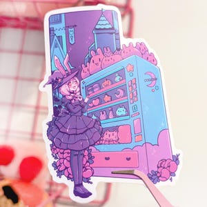 Megane Club magische automaat - vinylsticker van 4 inch - op Japanse anime harajuku geïnspireerde waterdichte stickers - originele animekunst