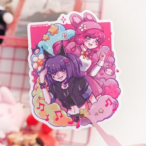 Megane Club Kawaii Gals - Sticker vinyle 4 pouces - Stickers imperméables inspirés du dessin animé japonais Harajuku - oeuvres d&#39;art originales