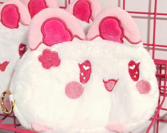 Cute Bunny Pouch Pillpet Sakura Bun - Coin Purse, Cute Cosmetic Pouch, Accessories Keychain Pouch for Bunny Lovers Cute Aesthetic