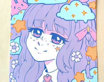Spring Pastel Original Art Print – Megane Club Illustration
