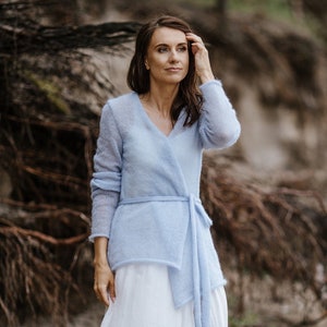 Light sky blue mohair silk cardigan , wedding sky blue accessories, bridal mohair silk light blue jacket, mohair mother of the Bride Dresses