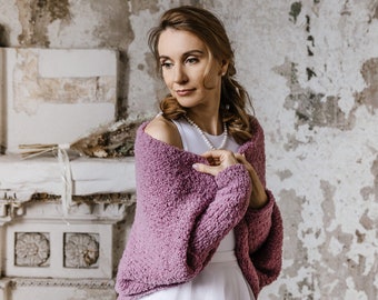 Boucle Alpaca Knit Bolero Shrug: Wedding Cover-Up