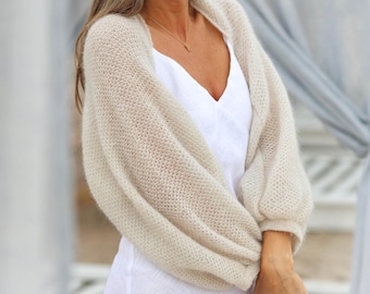 Bolero de seda mohair para bodas - Chaqueta de punto nupcial